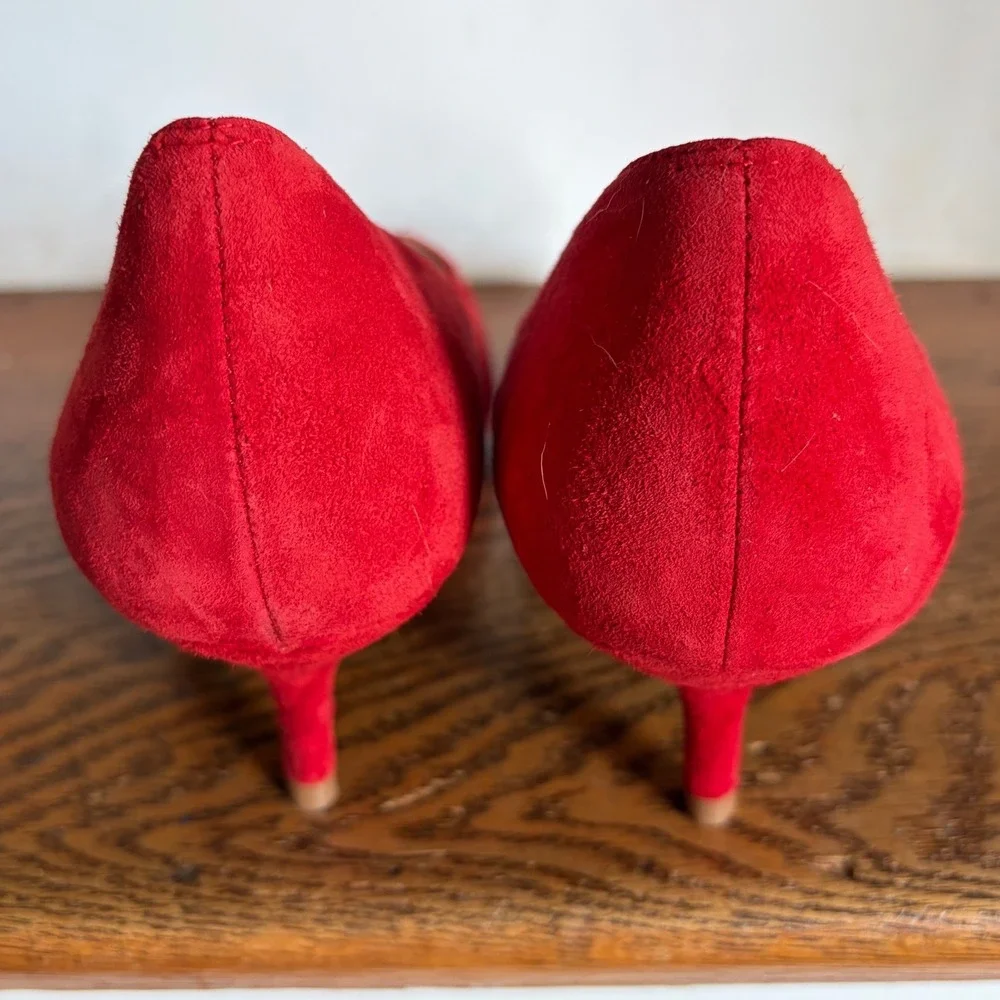 Kurt Geiger‎ London Red Suede Pointed Toe Kitten Heel Pumps Womens Size 39